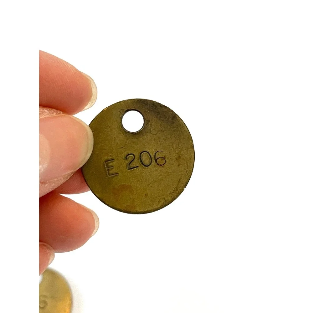 Vintage Brass Number Tags - Set of 2‎ - Stamped E 206